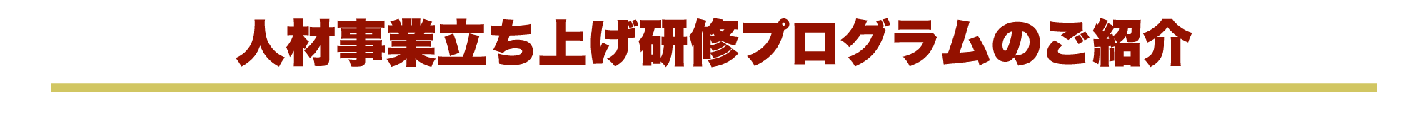 人材事業立ち上げ研修プログラムのご紹介